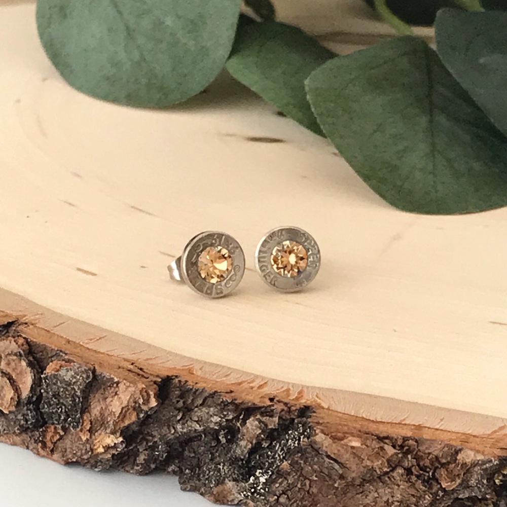 9mm Bullet Earrings - Light Golden Topaz